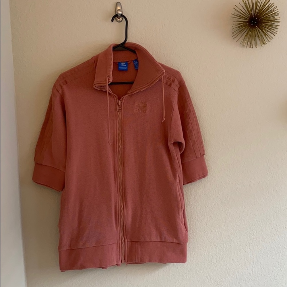 Adidas short sleeve zip down sweater